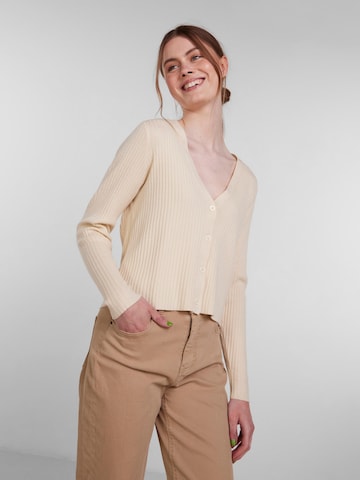 PIECES Knit Cardigan 'Crista' in Beige: front