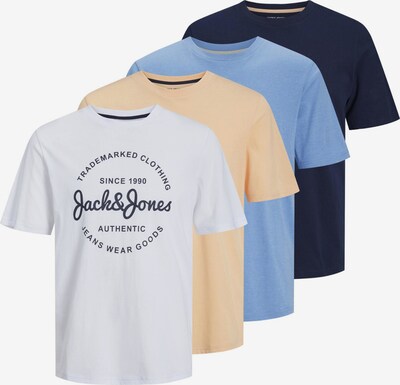 JACK & JONES T-Shirt 'Forest' en bleu clair / bleu foncé / abricot / blanc, Vue avec produit