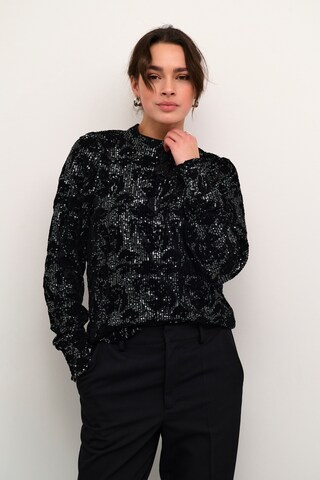 Kaffe Blouse 'Grit Sequin' in Zwart: voorkant