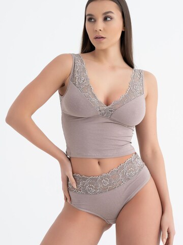 Evoni Bustier Wäsche-Sets 'mit Spitze' in Braun