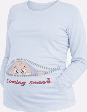 M.M.C. Shirt 'Coming Soon Umstandslangarmshirt' in White: front