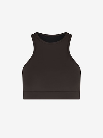 WALLIEN Bikinitop 'Racerfront Tie' in Braun: Vorderseite
