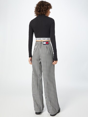 Tommy Jeans Wide leg Bandplooibroek in Zwart