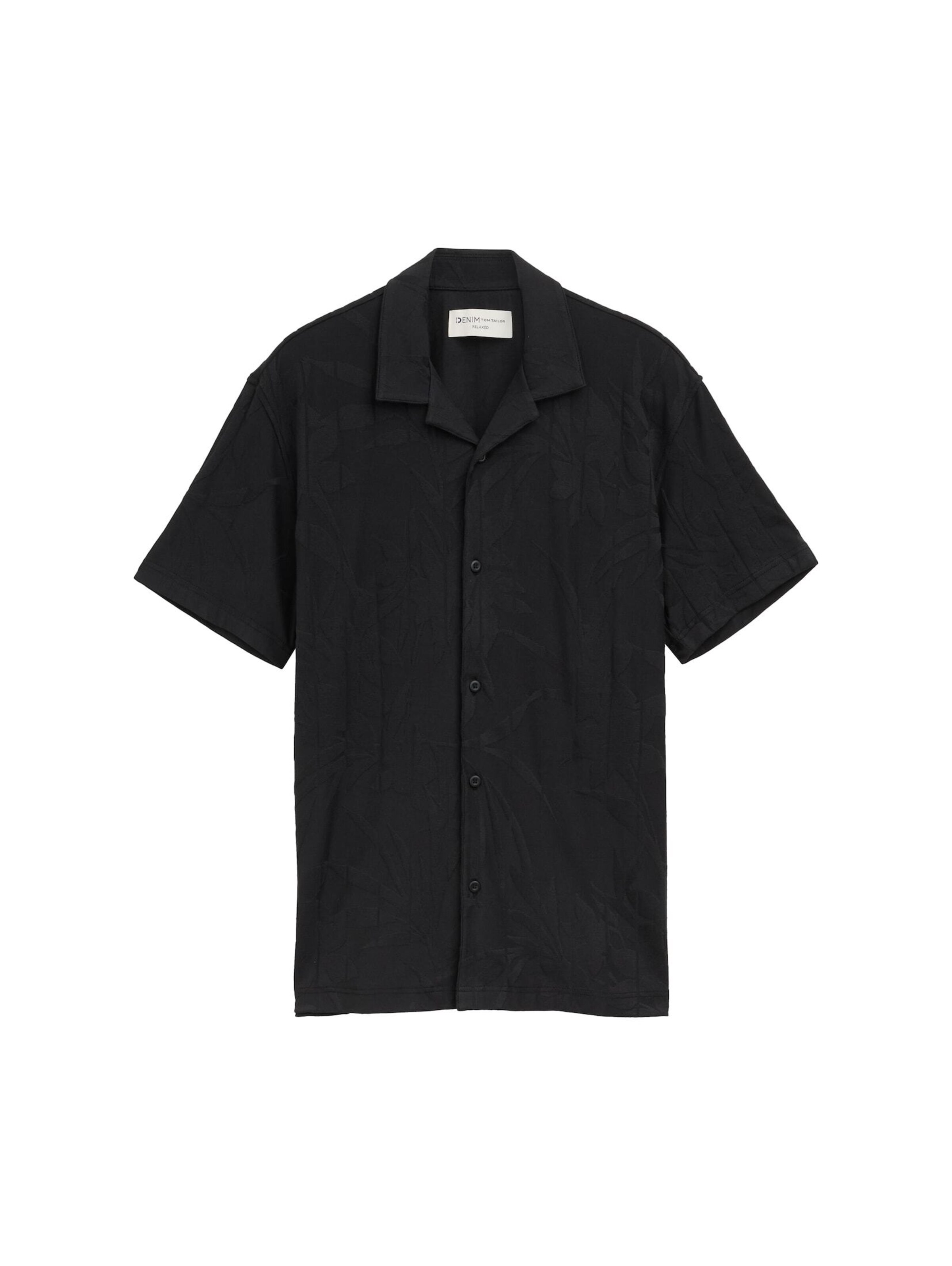 TOM TAILOR DENIM Comfort fit Button Up Shirt in Black: front