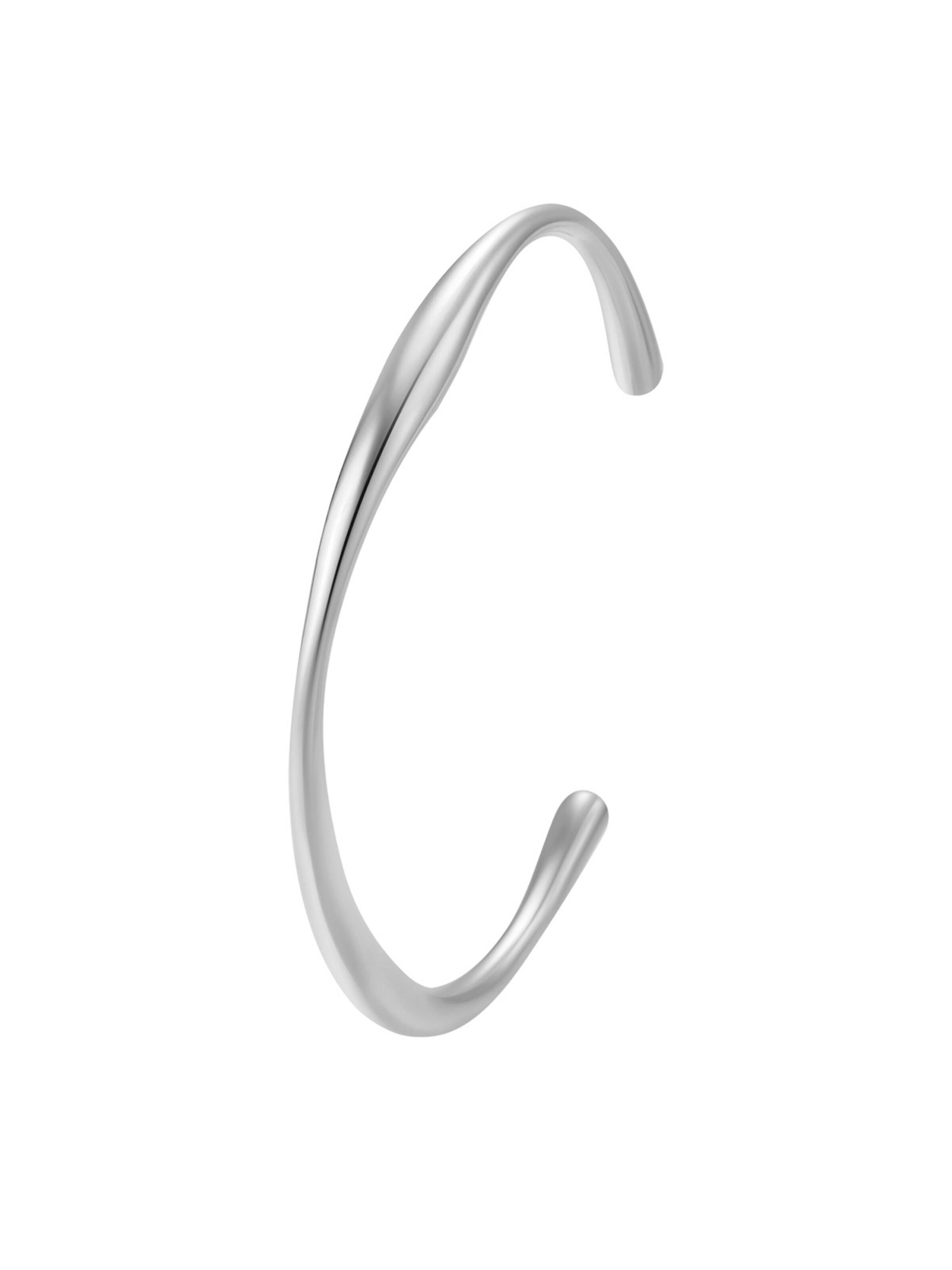 Hey Happiness Bracelet 'Curve Bangle' in Silver: front