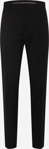 BOSS Regular Pleated Pants 'Lenon' in Black: front