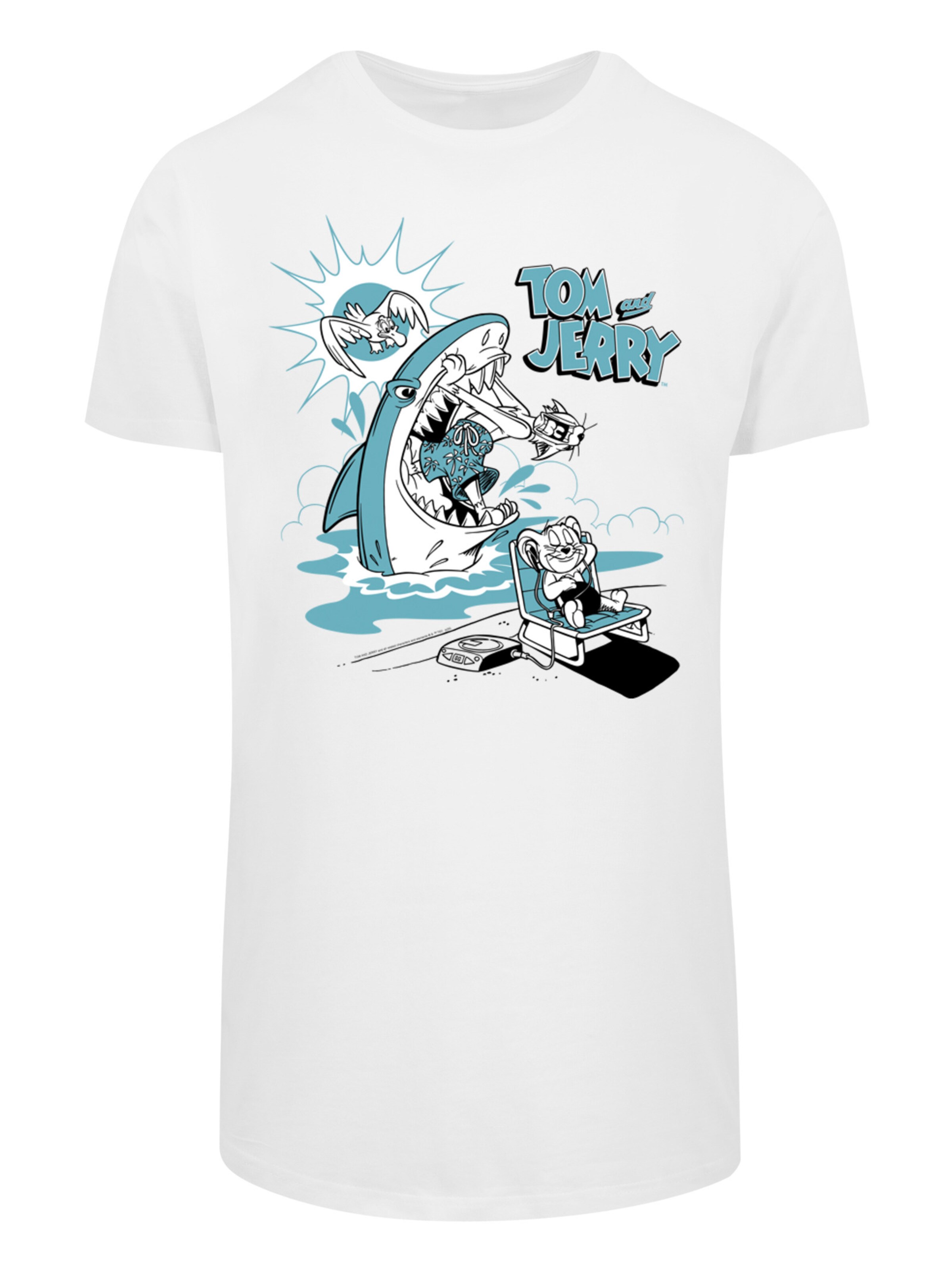 F4NT4STIC Shirt 'Tom And Jerry Summer Shark' in Wit: voorkant