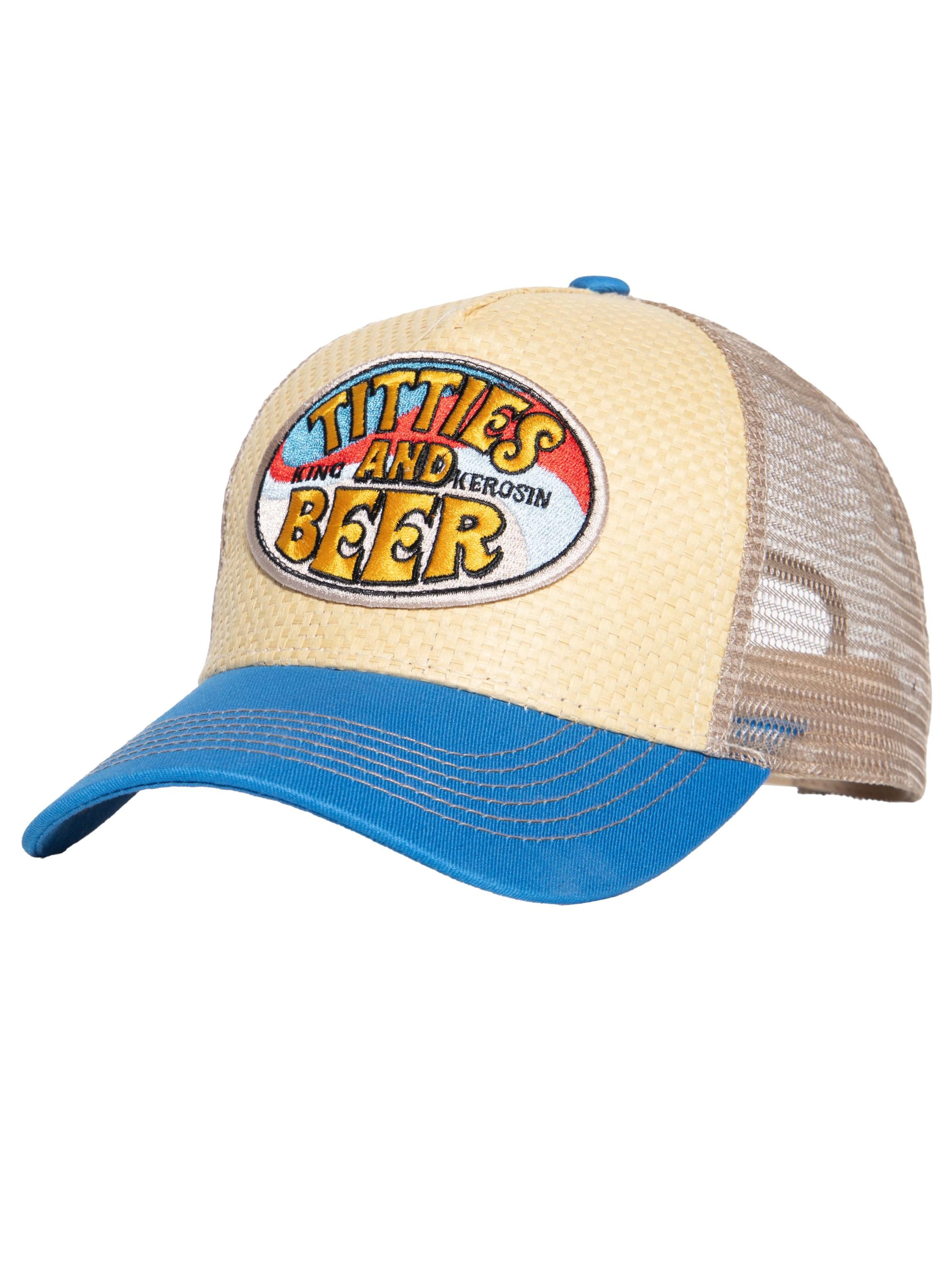 King Kerosin Cap 'Titties & Beer' in Beige: front