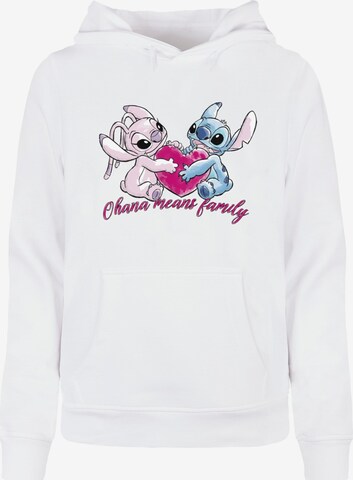 ABSOLUTE CULT Sweatshirt 'Lilo And Stitch - Ohana Heart' in White: front