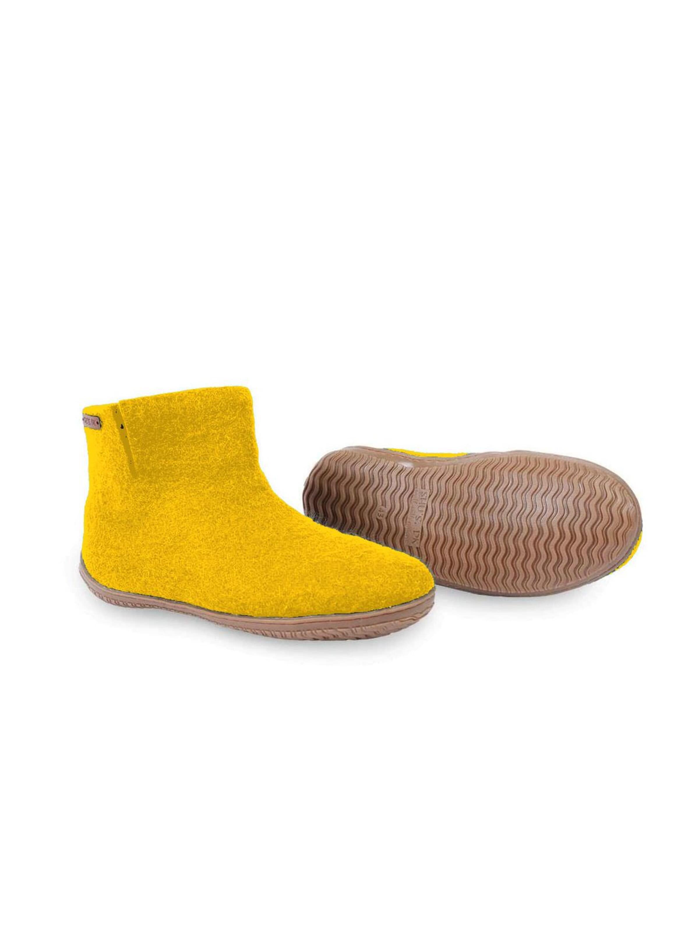 SHUS walk with nature Boots 'Uldstøvle (100% ren uld) m/gummisål - Dansk Design fra SHUS' in Geel