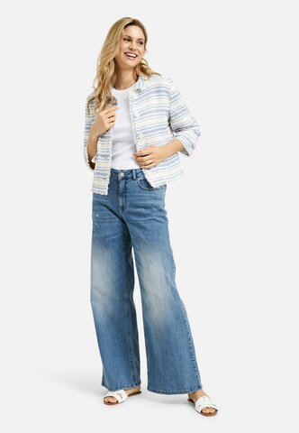 Milano Italy Gestreifte Tweetjacke mit ausgefransten Säumen in Blau