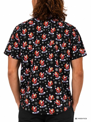Regular fit Camicia 'Christmas Snow Santa' di King Kameha in nero