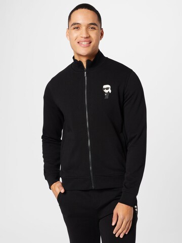 Karl Lagerfeld Zip-Up Hoodie in Black: front