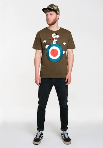 LOGOSHIRT T-Shirt 'Peanuts - Snoopy Pilot' in Grün