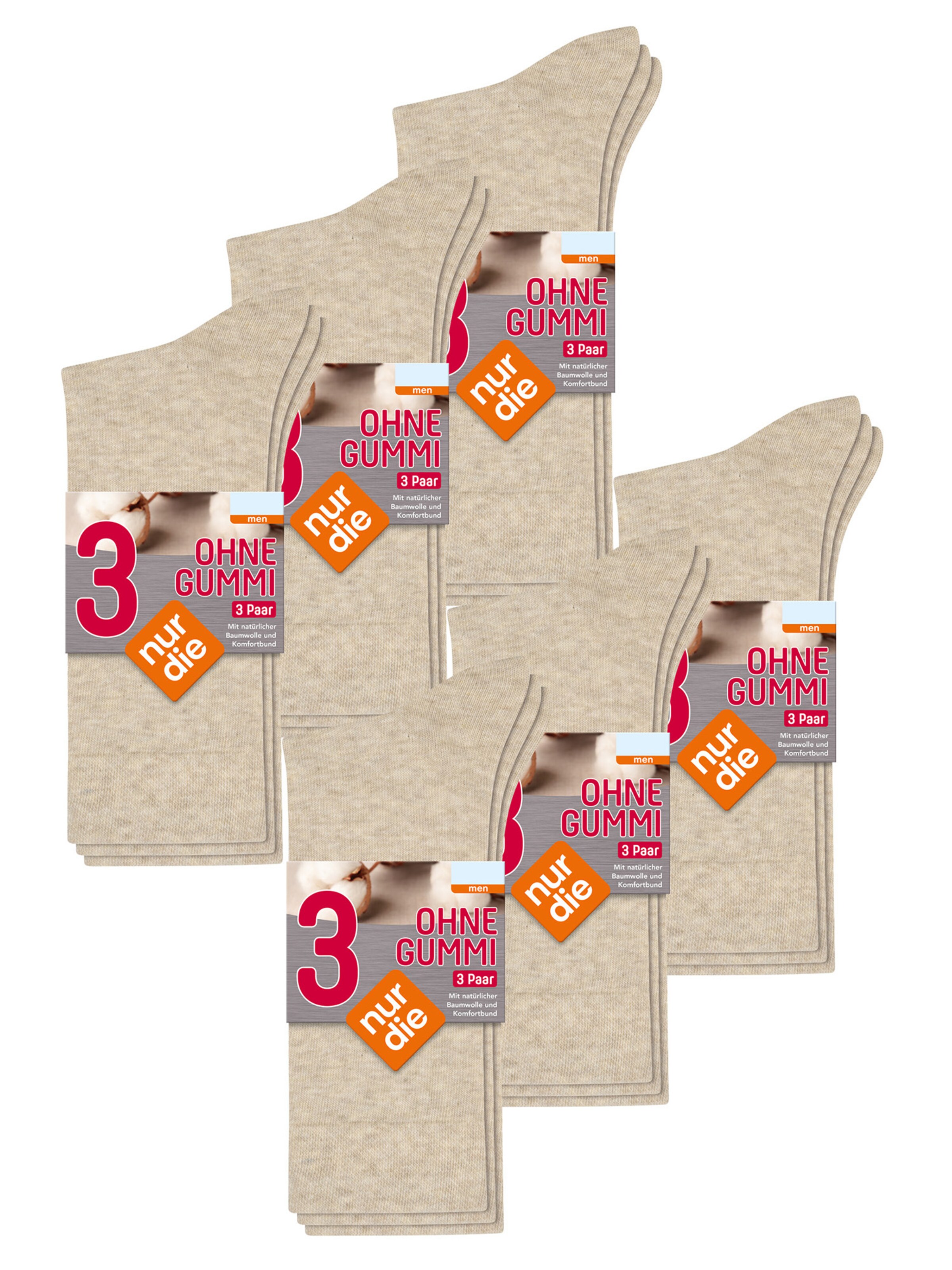 Chaussettes ' 18er-Pack Ohne Gummi ' Nur Die en beige : devant