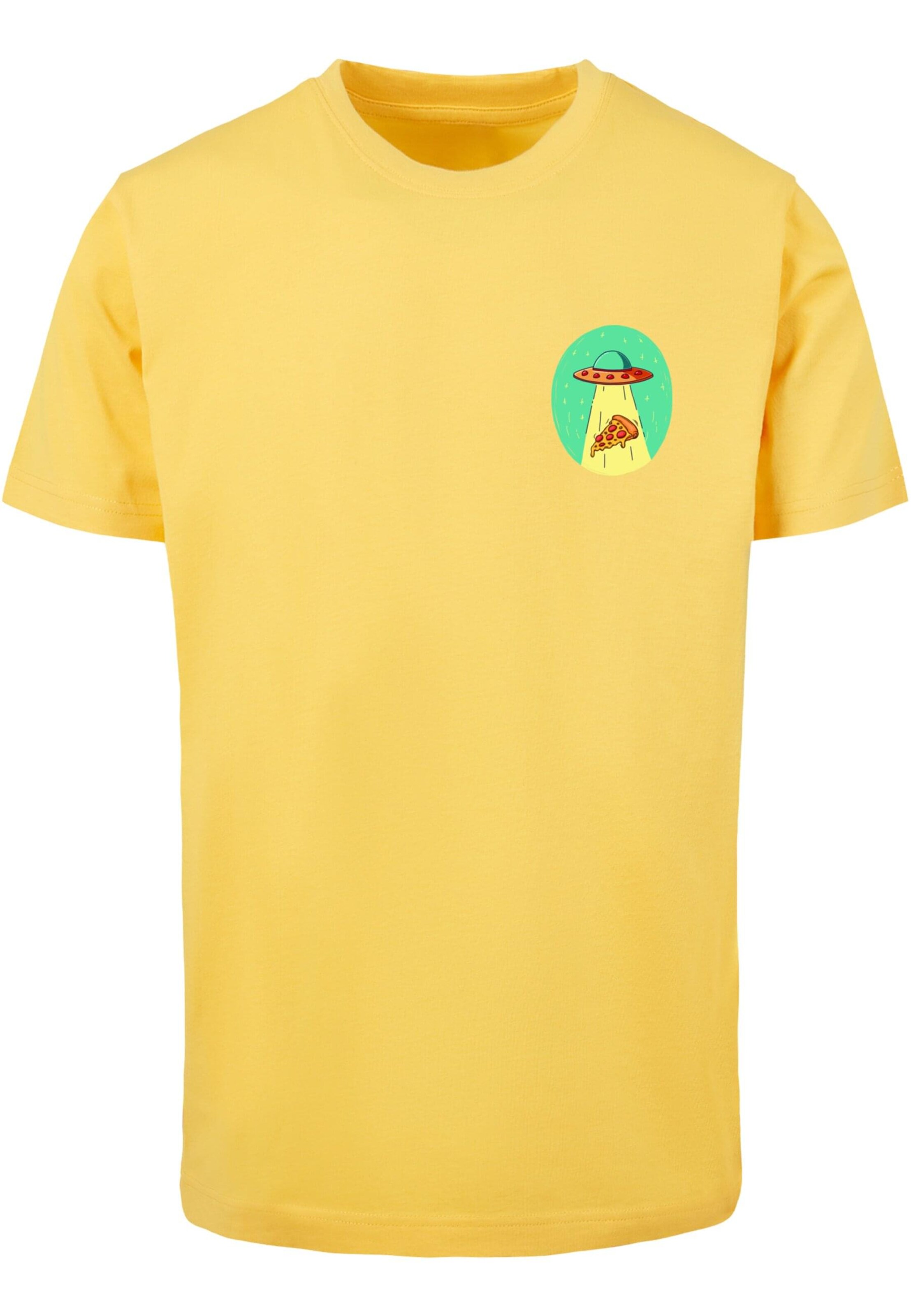 Mister Tee Тениска 'Ufo Pizza' в жълто: отпред