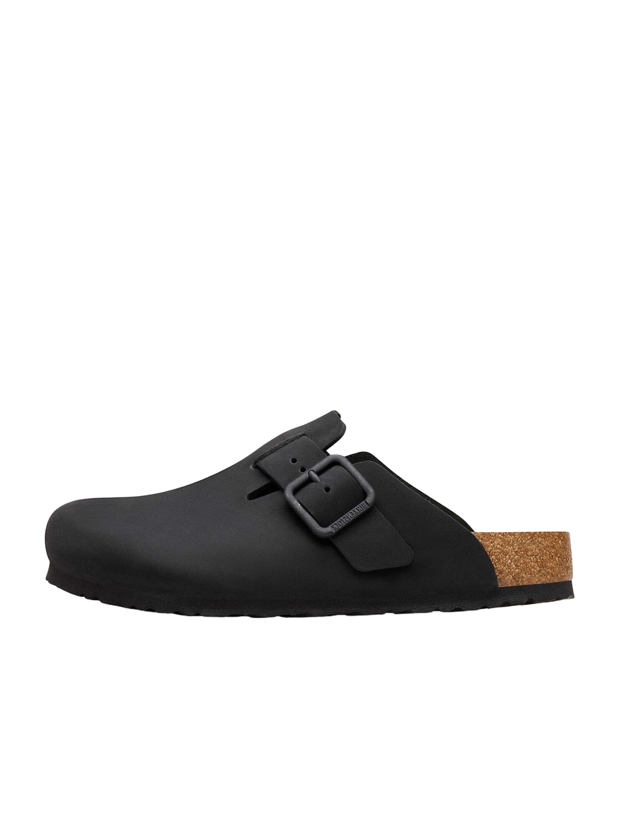 BIRKENSTOCK - Sapato aberto em preto: frente