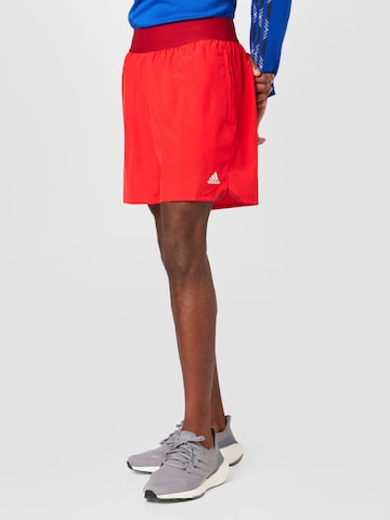 ADIDAS SPORTSWEAR Regularen Športne hlače 'Donovan Mitchell' | rdeča barva: sprednja stran
