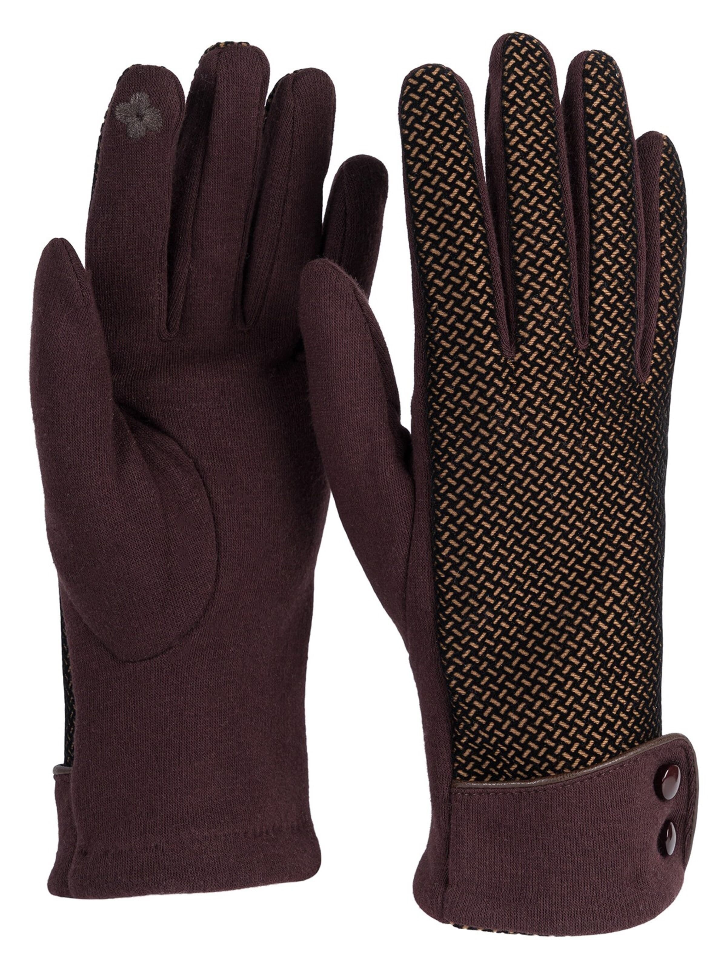 styleBREAKER Full finger gloves 'Touchscreen Handschuhe mit weichem Riffel Muster' in Brown: front