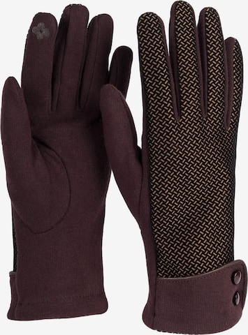 styleBREAKER Full finger gloves 'Touchscreen Handschuhe mit weichem Riffel Muster' in Brown: front
