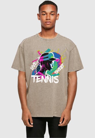 Merchcode Shirt 'Tennis Love, Sweat' in Bruin: voorkant