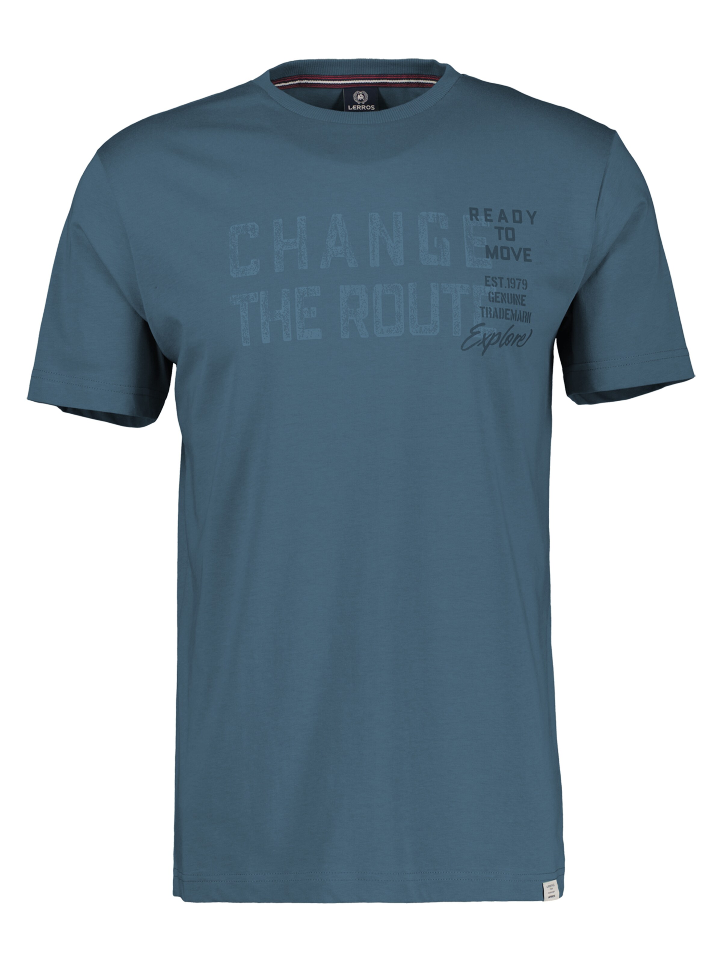 LERROS T-Shirt mit Brustprint ' ' in Blau: Vorderseite