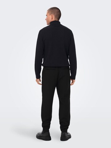 Only & Sons Regular Pleat-Front Pants in Black