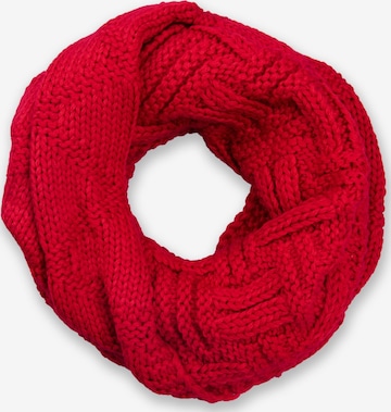 styleBREAKER Schlauchschal 'Strick Loop mit Gitter und Rippenmuster' in Rot: Vorderseite