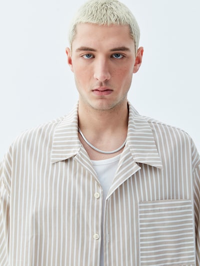 VAMOS CLO Button Up Shirt in Beige / White, Item view