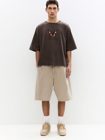 Pull&Bear T-Shirt 'MARIPOSA' in Braun