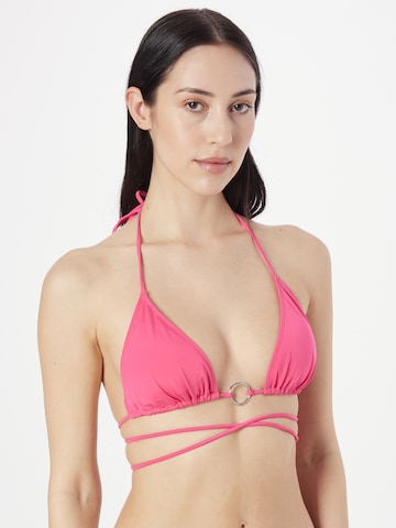 Monki Triangle Bikini top in Pink: front