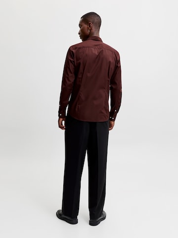 JACK & JONES Slim fit Button Up Shirt 'JJJOE' in Brown