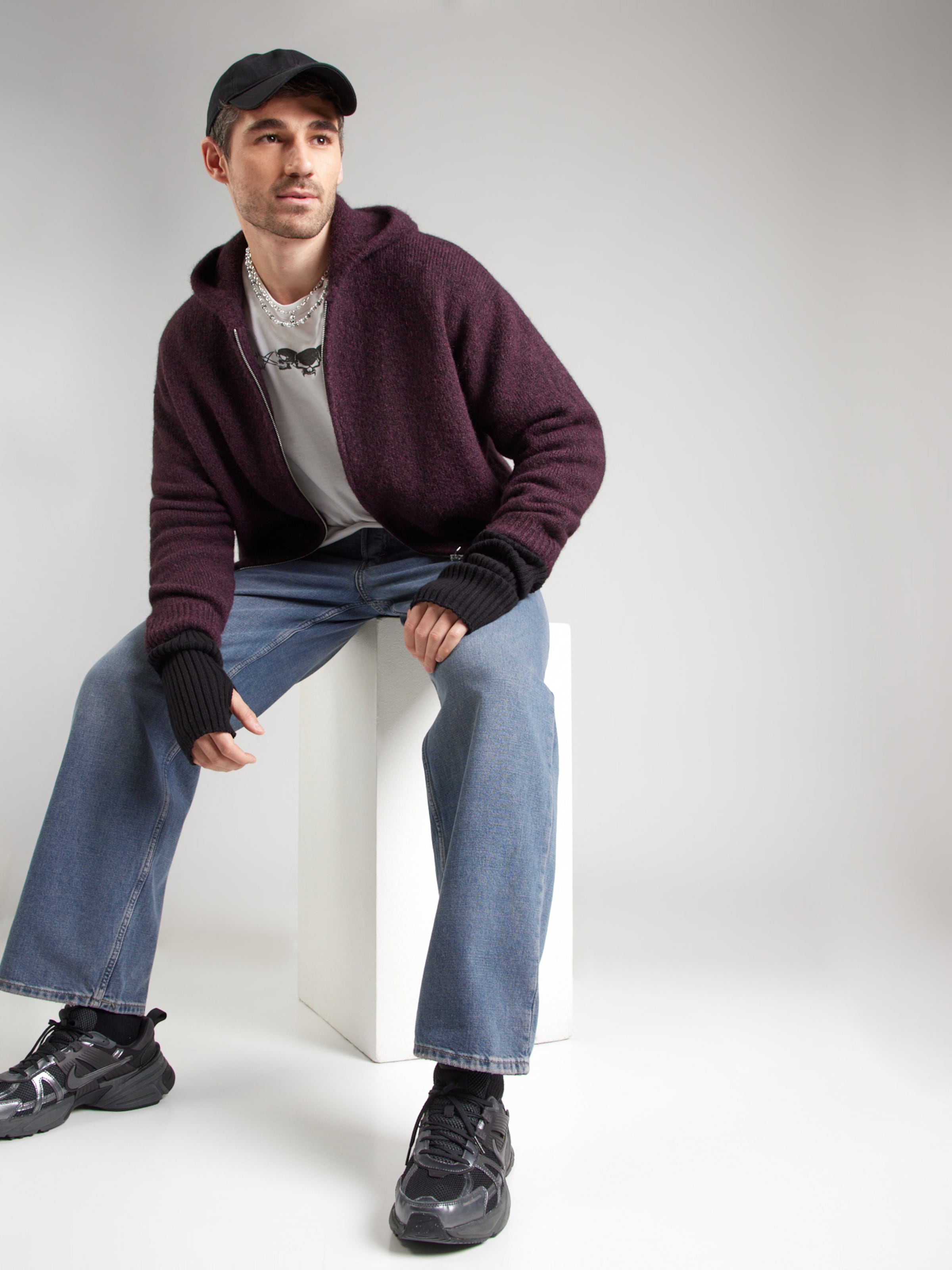 WEEKDAY Knit Cardigan in Bordeaux | ABOUT YOU