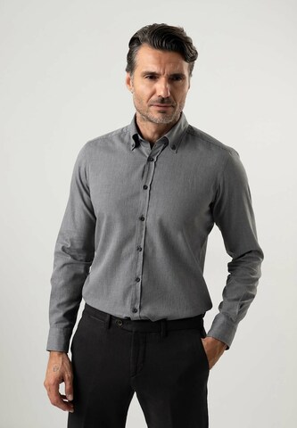 Black Label Shirt Regular Fit Businesshemd 'MELANGE' in Grau: predná strana