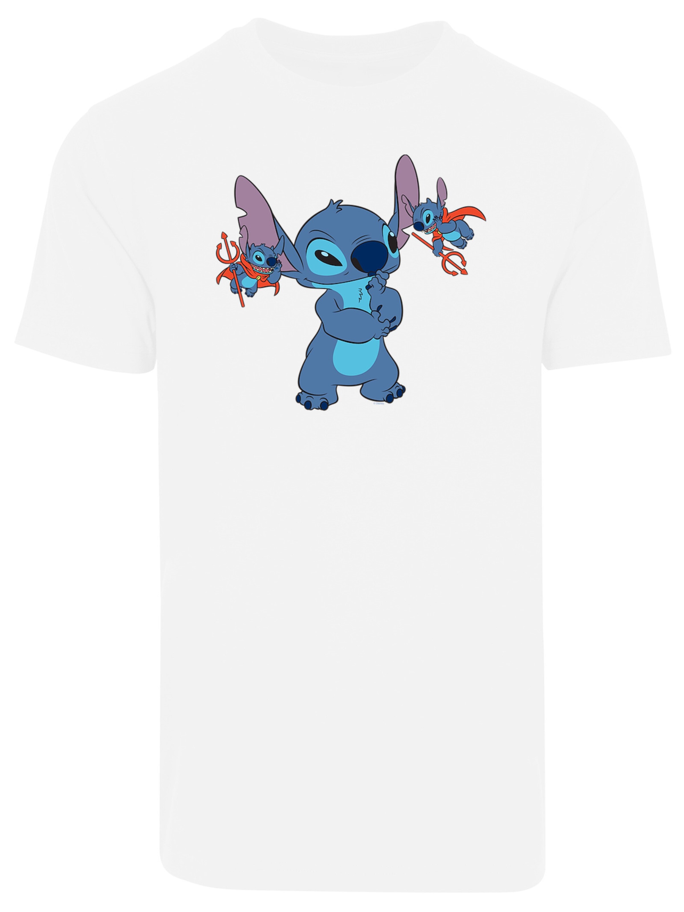 F4NT4STIC Shirt 'Disney Lilo And Stitch Little Devils' in Wit: voorkant