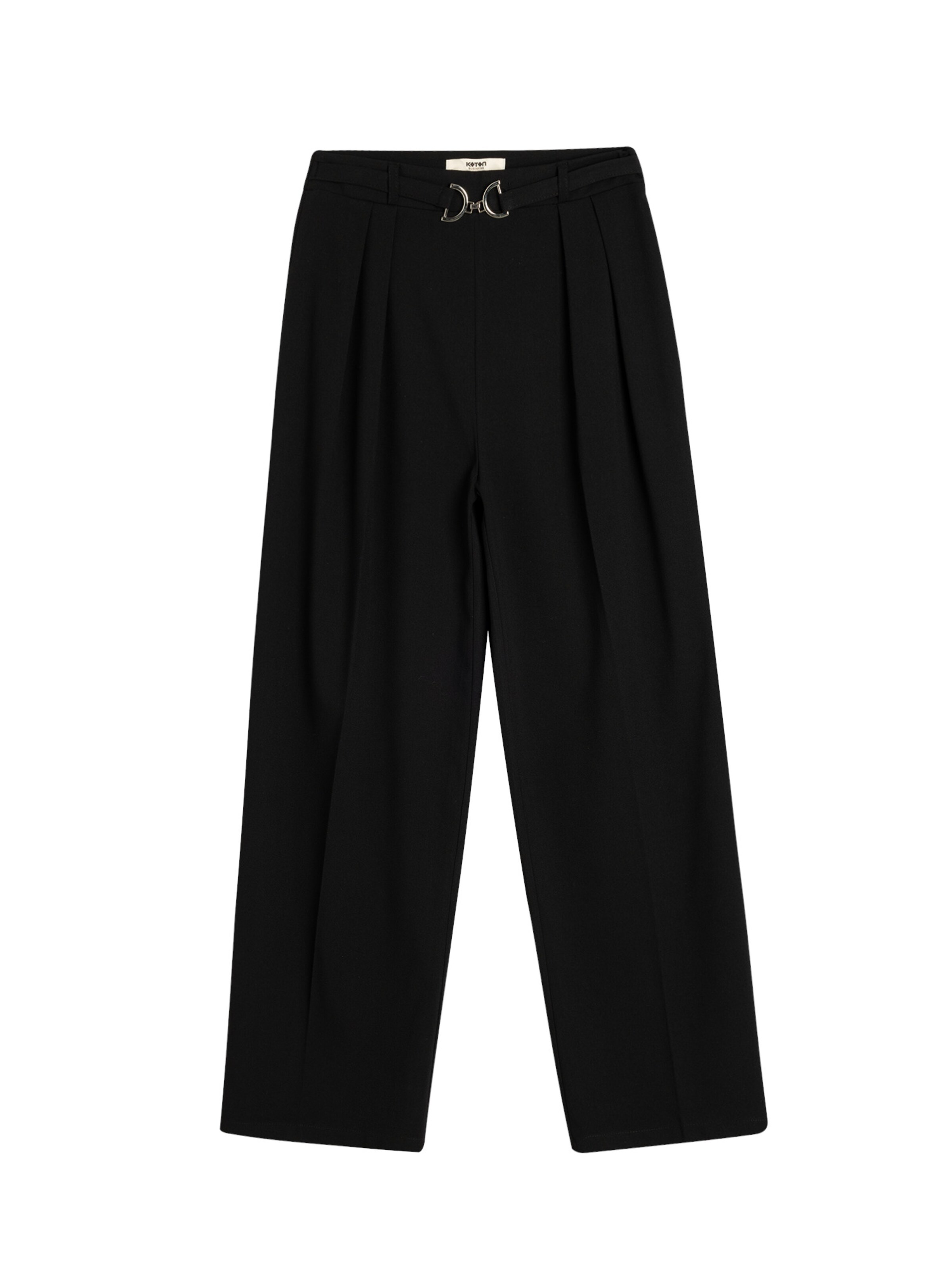 Koton Wide leg Pleat-Front Pants in Black: front
