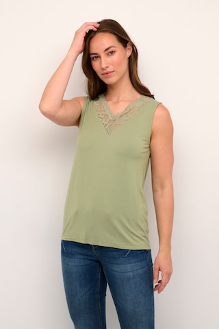 Cream Top in Green: front