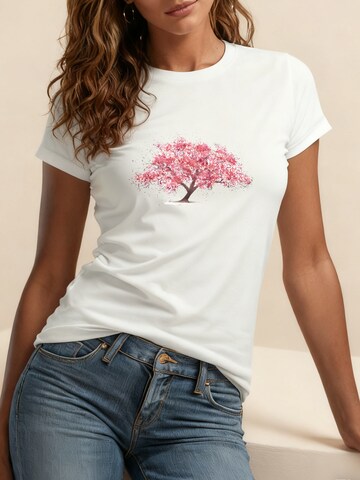 GORHEY Shirt 'Women's Summer Casual Cotton T-Shirt with Cherry Blossoms Print'‌ in Weiß: Vorderseite