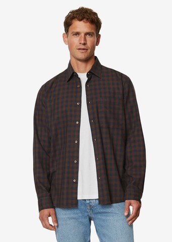 Marc O'Polo Comfort fit Button Up Shirt in Brown: front
