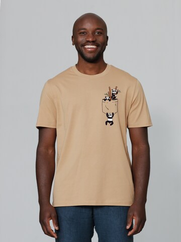 T-Shirt ' Pocket Pandas ' Watapparel en beige : devant