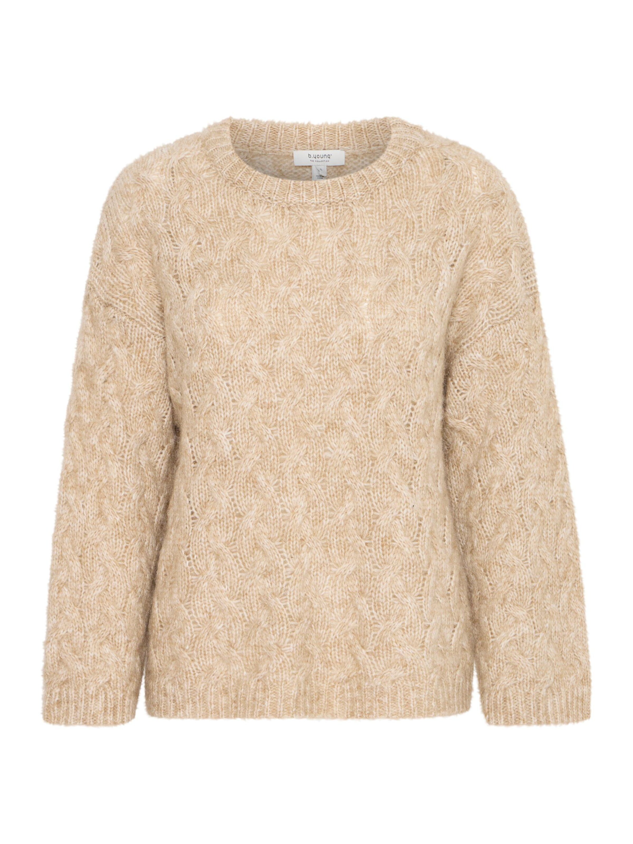 b.young Trui 'BYOmhu' in Beige: voorkant