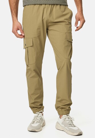 INDICODE JEANS Tapered Cargobroek 'Landie' in Groen: voorkant