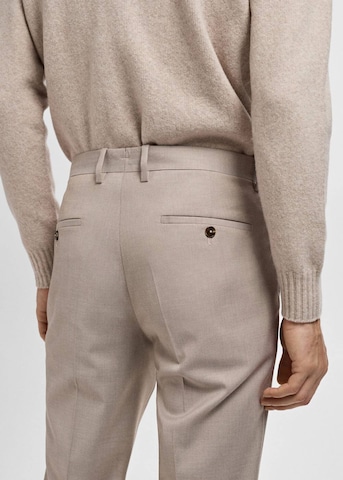 MANGO MAN Slim fit Pleated Pants 'Paris' in Beige