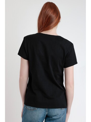 admas - Top 'ADMAS Camiseta Manga Corta Slub Entredos para Mujer' en negro