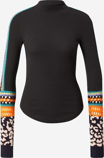 Free People T-shirt en jade / lilas / orange clair / noir / blanc, Vue avec produit