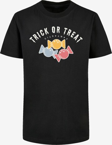 F4NT4STIC Shirt 'Trick Or Treat Halloween' in Zwart: voorkant