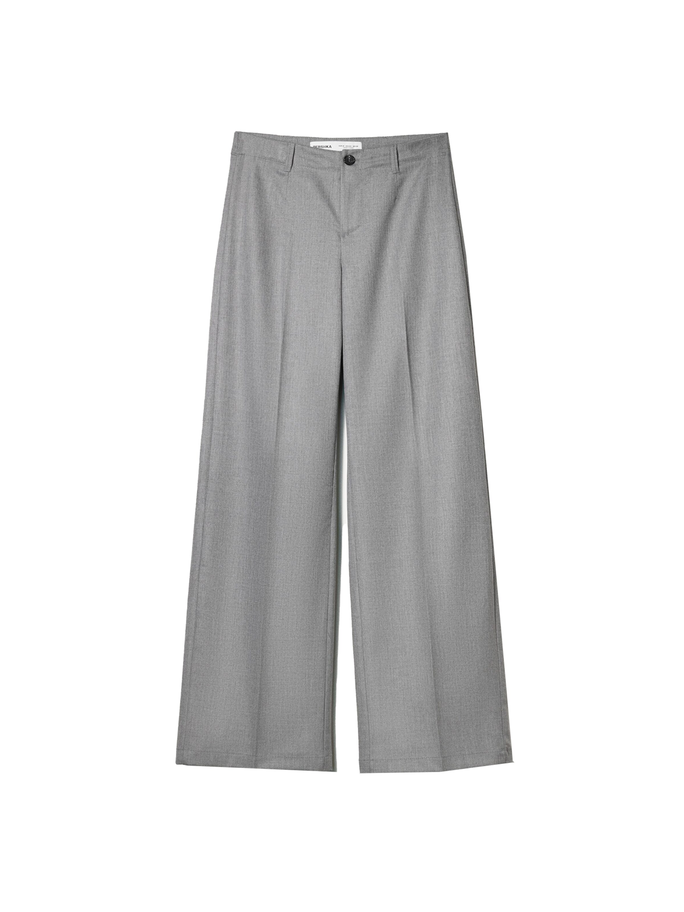 Bershka Bő szár Élére vasalt nadrágok - szürke: elől