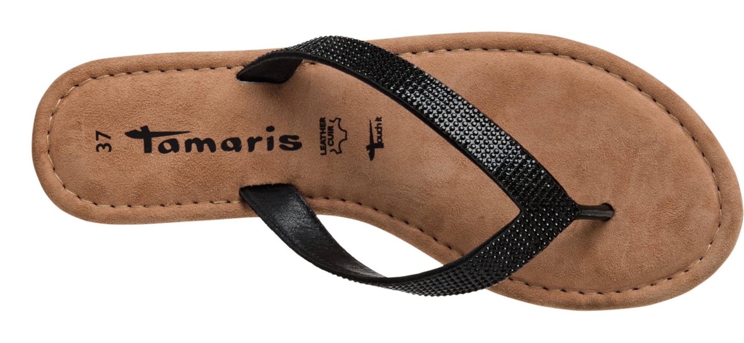 Tamaris Ujjelválasztó-pántos szandál - fekete
