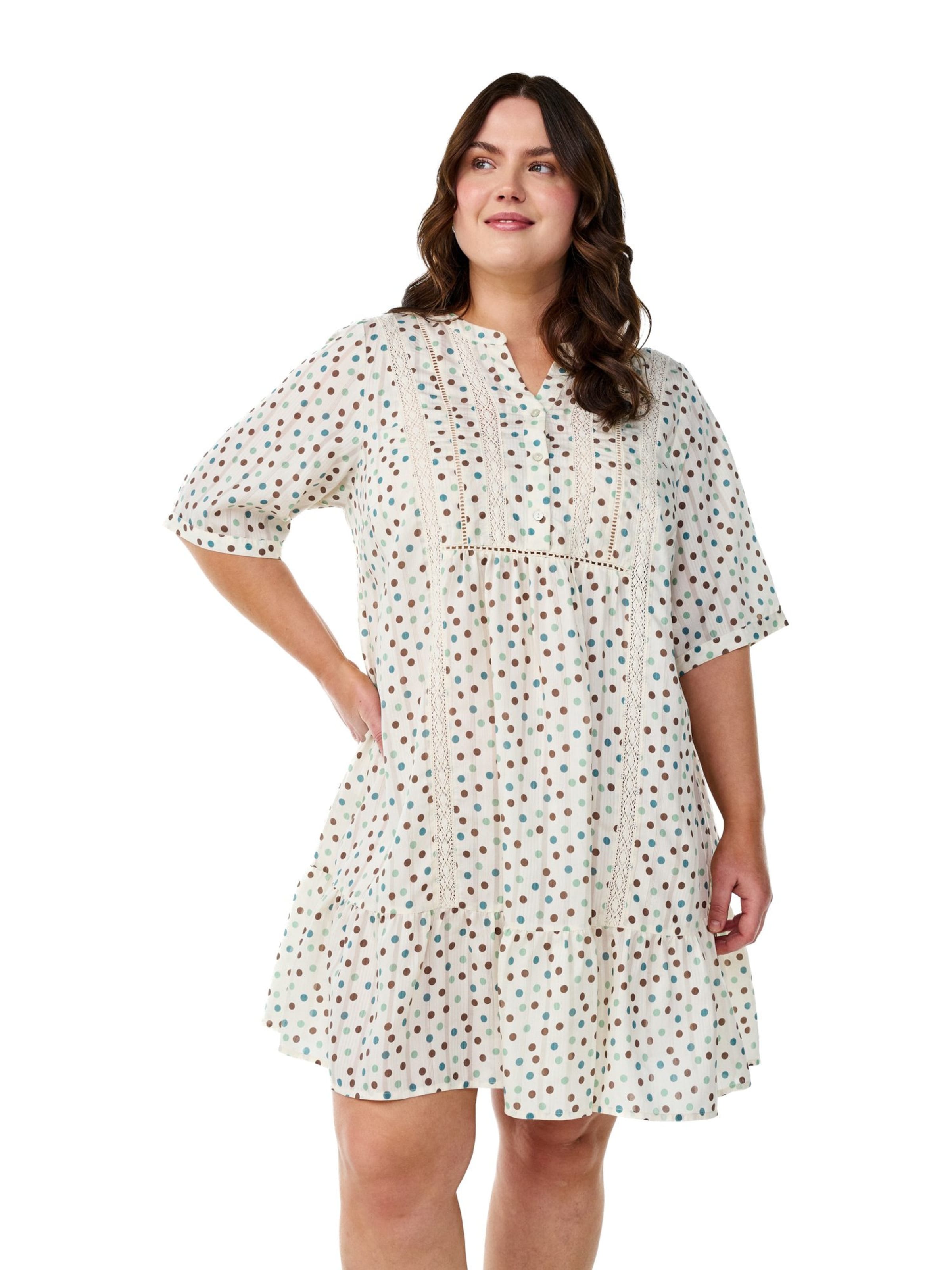 Zizzi Blusekjole 'Mgitte' i hvid: forside