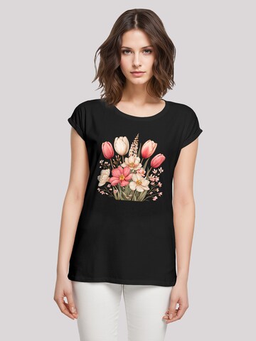 T-shirt 'Rosa Weißer Frühlingsblumenstrauß' F4NT4STIC en noir : devant